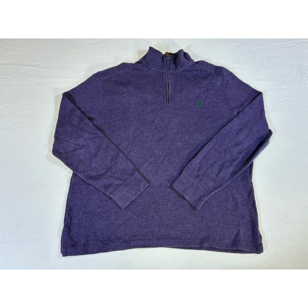 Polo Ralph Lauren Men's XL Purple 1/4 Zip Pullover Cotton Sweater Pony Logo